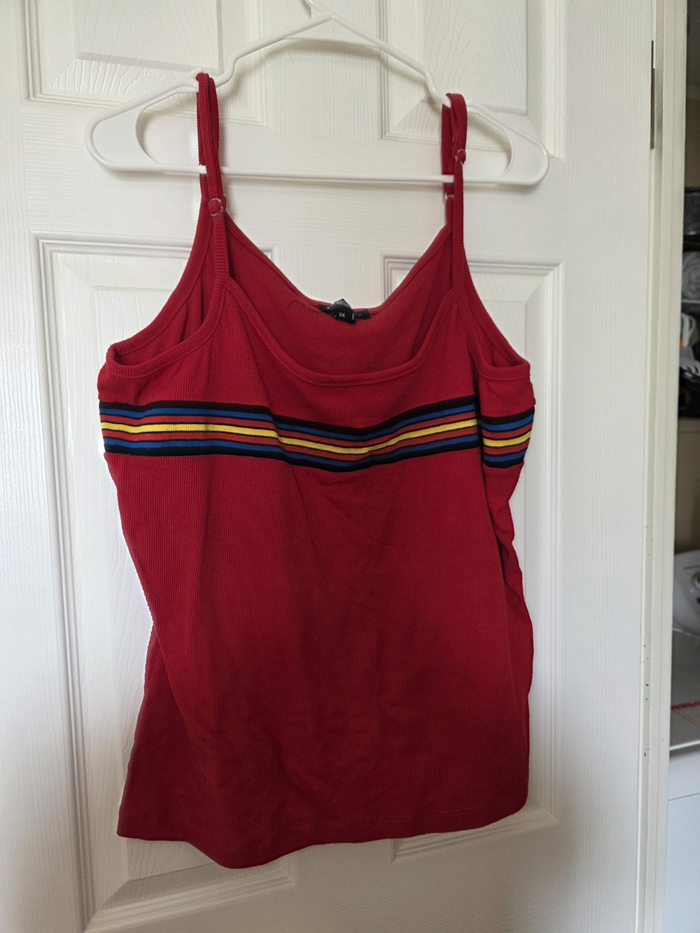 Red Striped Tank Top - Women's Casual Spaghetti Strap